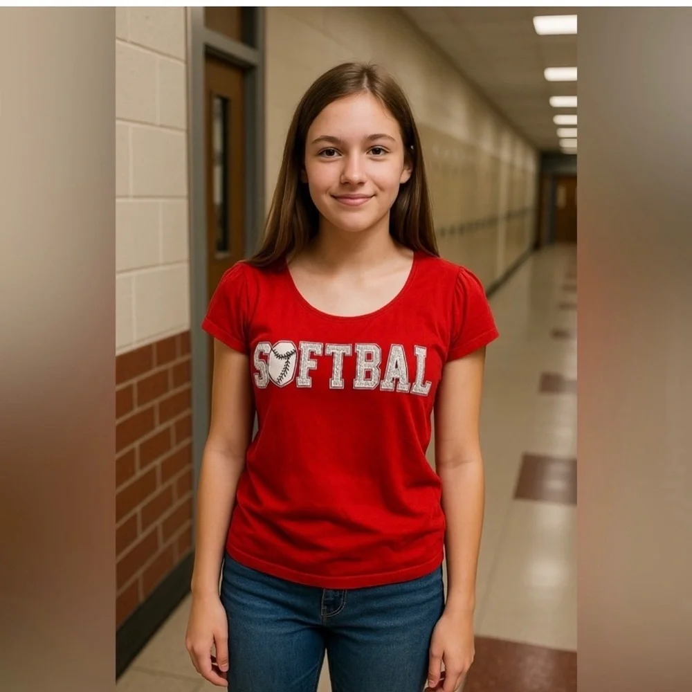 Justice Red Softball Graphic Kids Jersey
